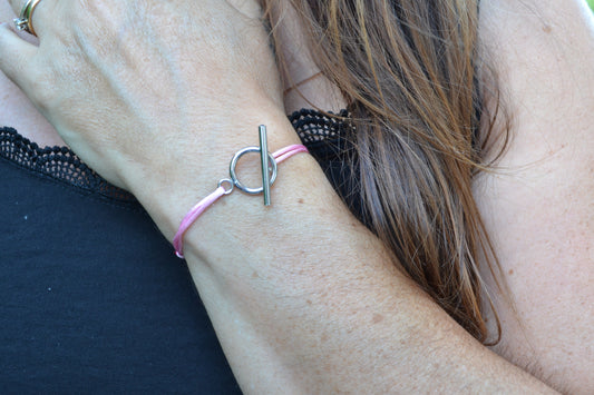 bracelet cordon en satin  Iris argenté
